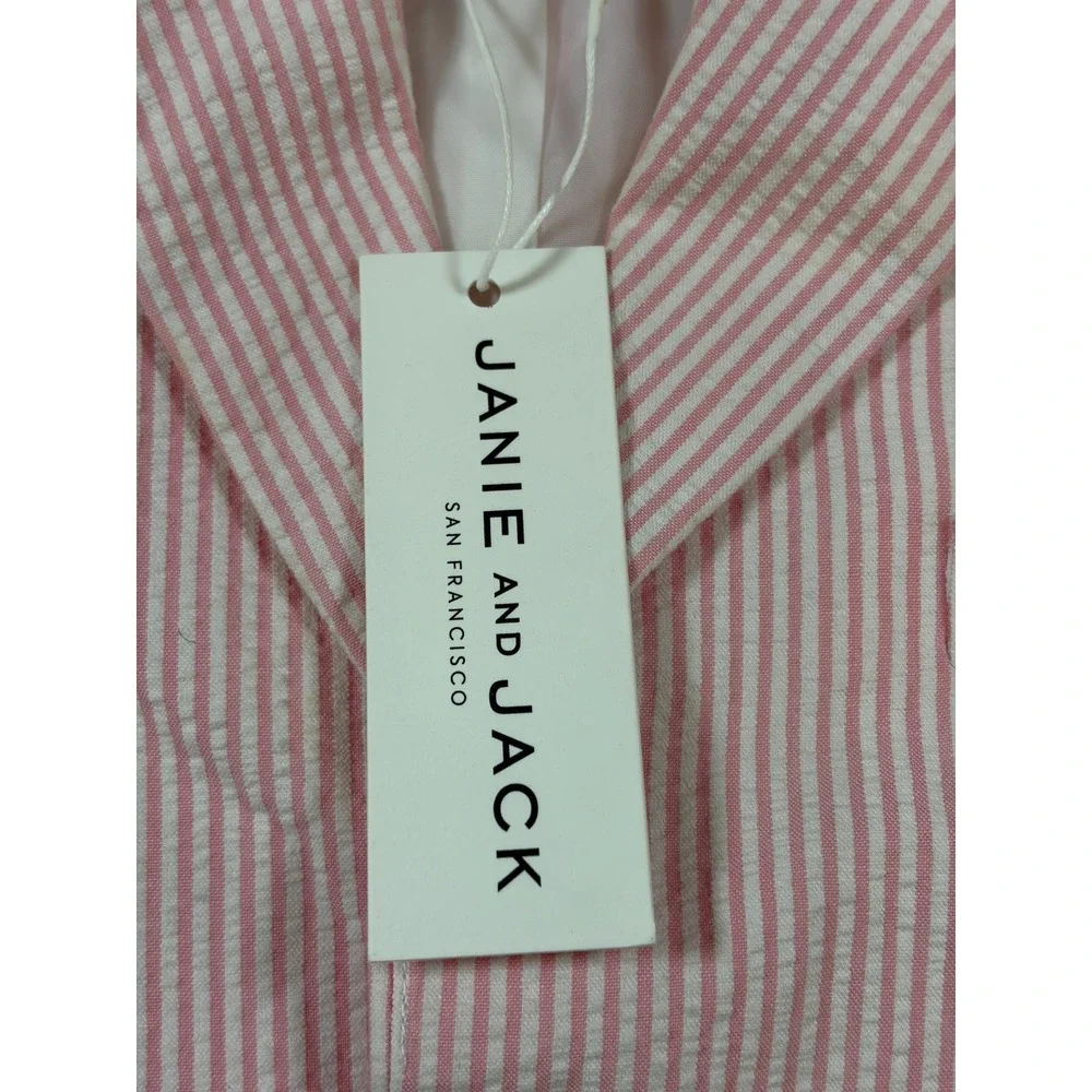 Janie and Jack Boys Pink White Seersucker Blazer Jacket Size 5 NWT‎ Formal